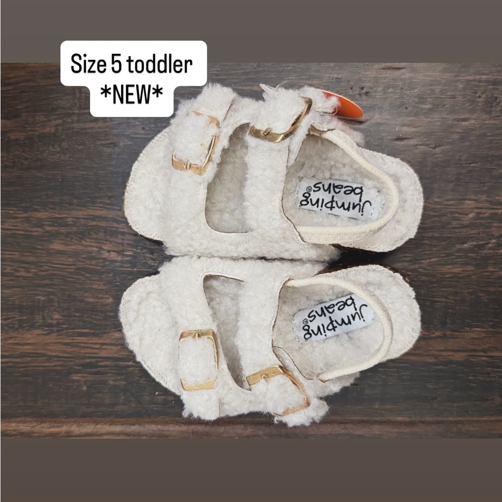 Jumping Beans Fuzzy Toddler Sandals - Cream